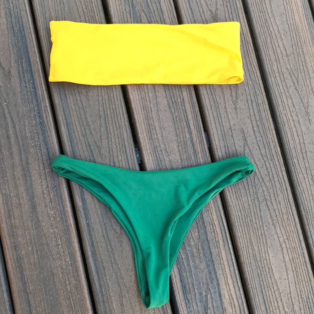 Zaful bikini set- yellow/green bandeau